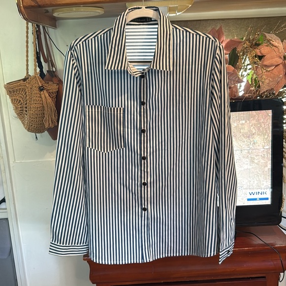 Zanzea Collection Blue Striped Women’s Shirt size 16 - Picture 10 of 11